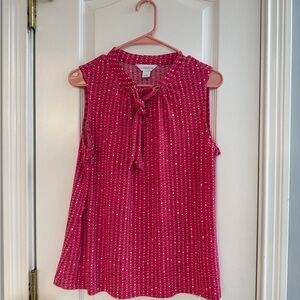 Liz Claiborne Red Sleeveless Blouse with Tie Neck